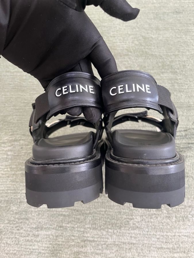 CELINE/賽琳黑色厚底魔術貼涼鞋,閒置未使用品,37碼-3
