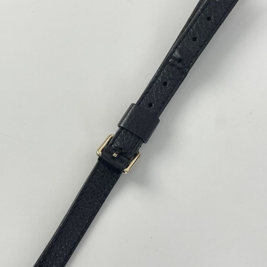 Gucci/古馳 黑色老花帆布拼皮抽繩水桶包-7