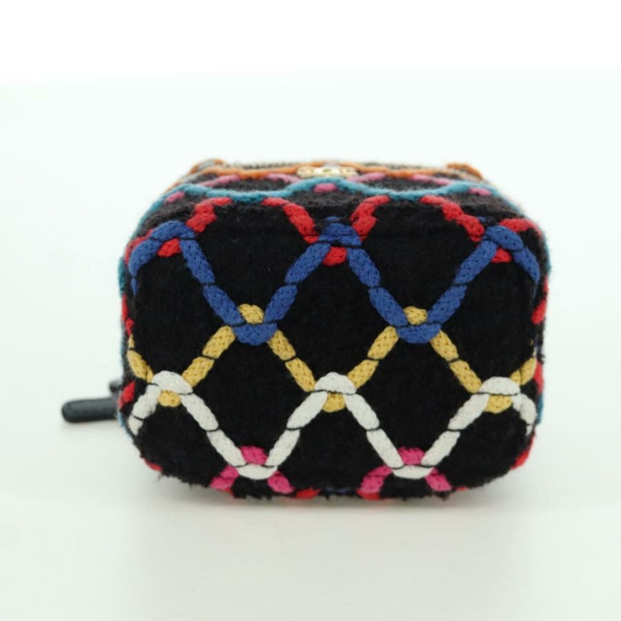 【日本直送】香奈兒 (CHANEL) Matelasse Chain Vanity Bag Tweed Multicolor Gold CC Auth BSZ708SM-9