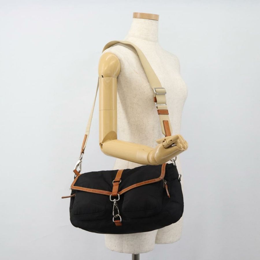 【日本直送】Miu Miu 單肩包 尼龍 黑色 銀色 正品 186046A-23