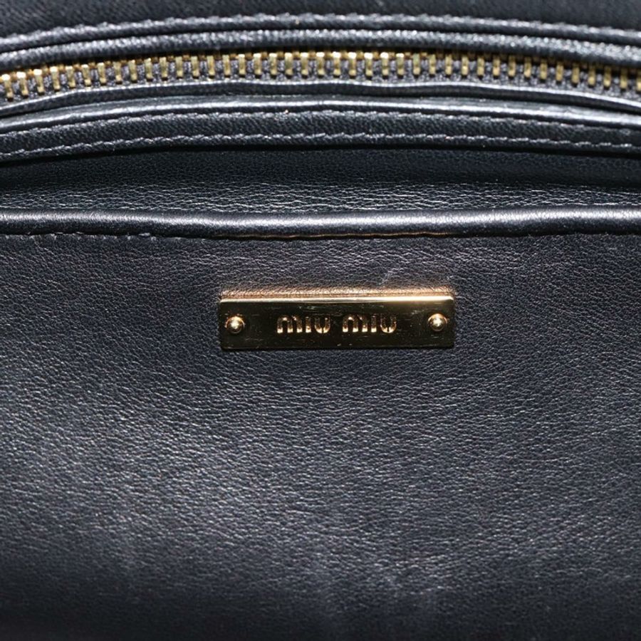 【日本直送】Miu Miu Matelasse 手提包 皮革 2way 黑色 金色 Auth 187647V-21