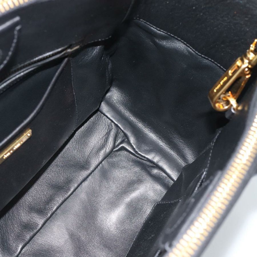 【日本直送】Miu Miu Matelasse 手提包 皮革 2way 黑色 金色 Auth 187647V-22