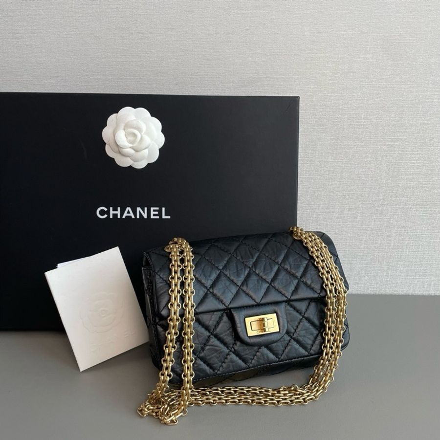 #98新 芯片款 ✨Chanel香奈兒 2.55 黑金大mini-4