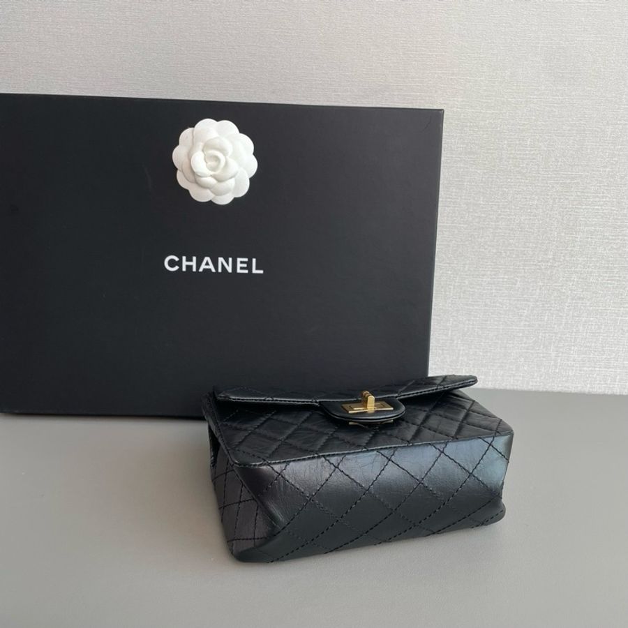 #98新 芯片款 ✨Chanel香奈兒 2.55 黑金大mini-5