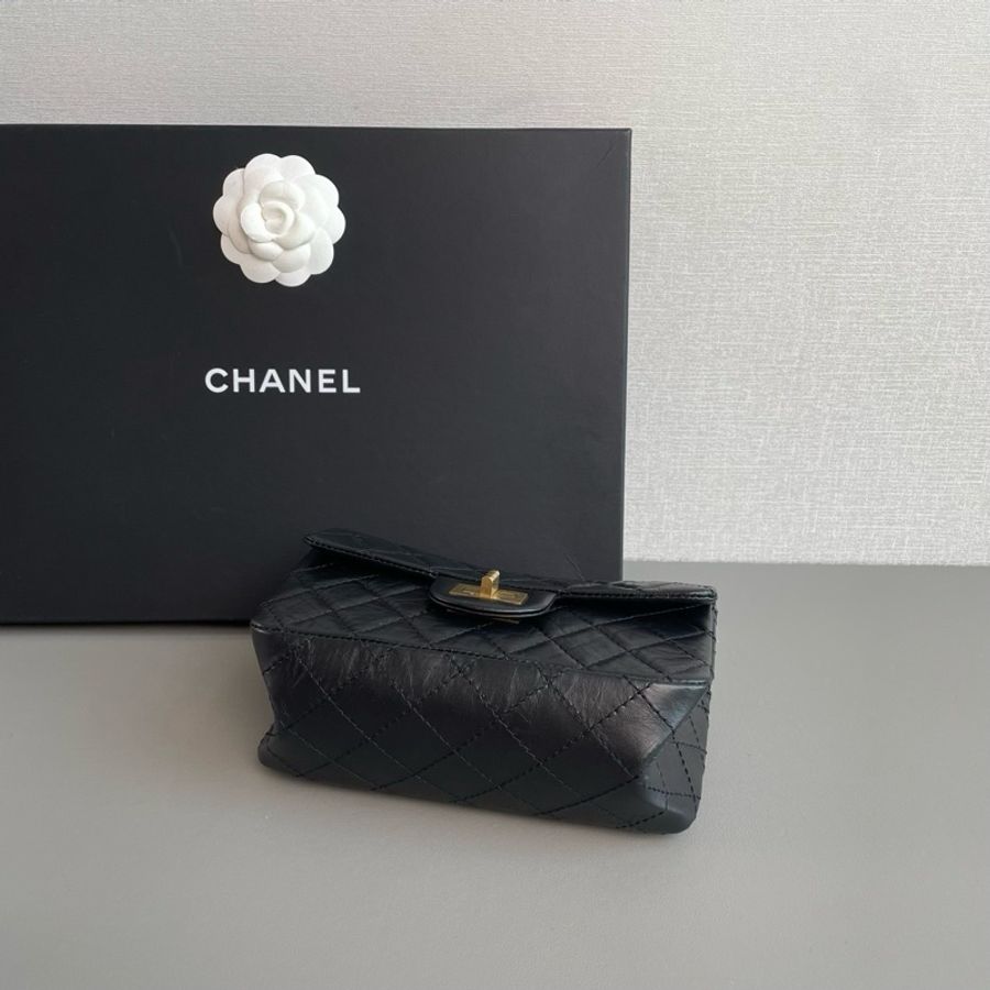 #98新 芯片款 ✨Chanel香奈兒 2.55 黑金大mini-8