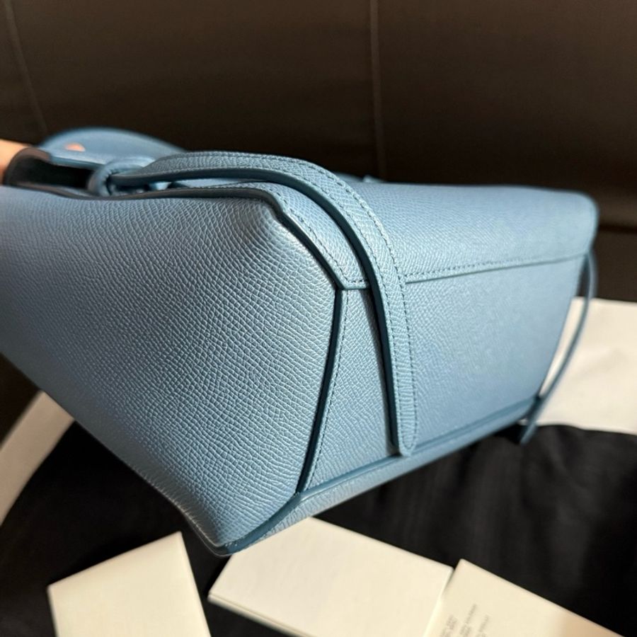 赛琳Celine nano belt 鯰魚包手提包斜挎包 藍色 銀扣-6