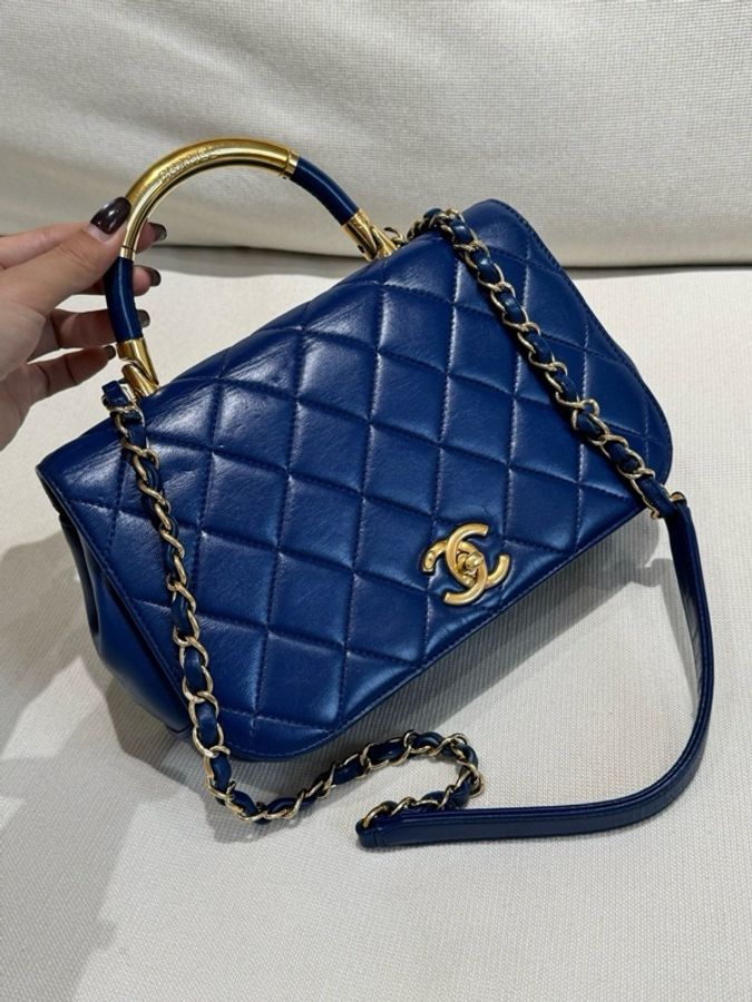 CHANEL kelly蓝金  整包养护 手柄有轻微干纹-0