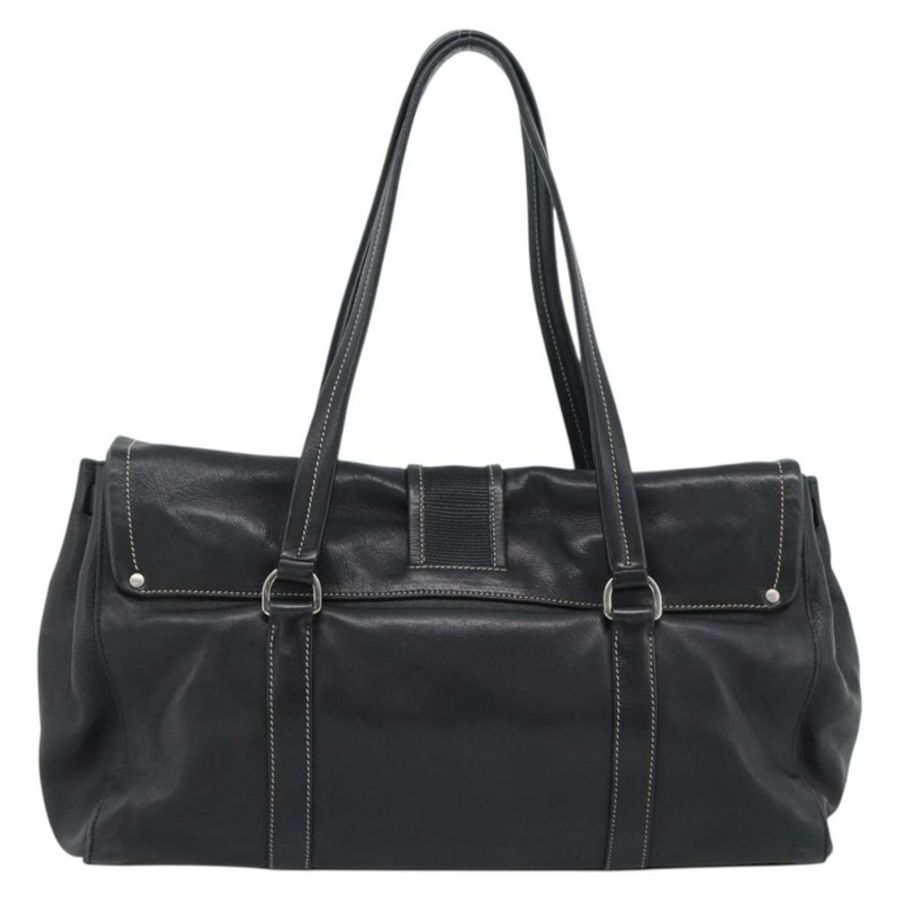 【日本直送】PRADA 托特包 皮革 黑色 銀色 正品 187659V-1