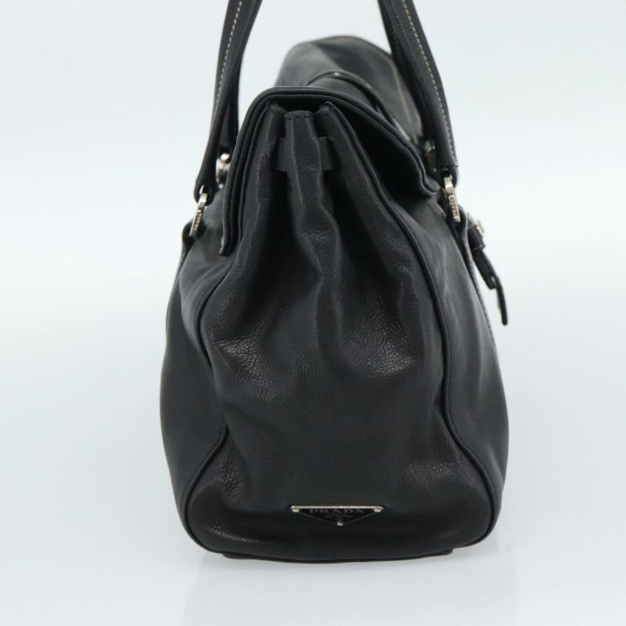 【日本直送】PRADA 托特包 皮革 黑色 銀色 正品 187659V-2