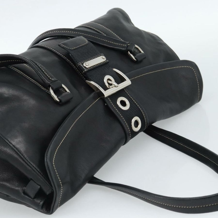 【日本直送】PRADA 托特包 皮革 黑色 銀色 正品 187659V-5