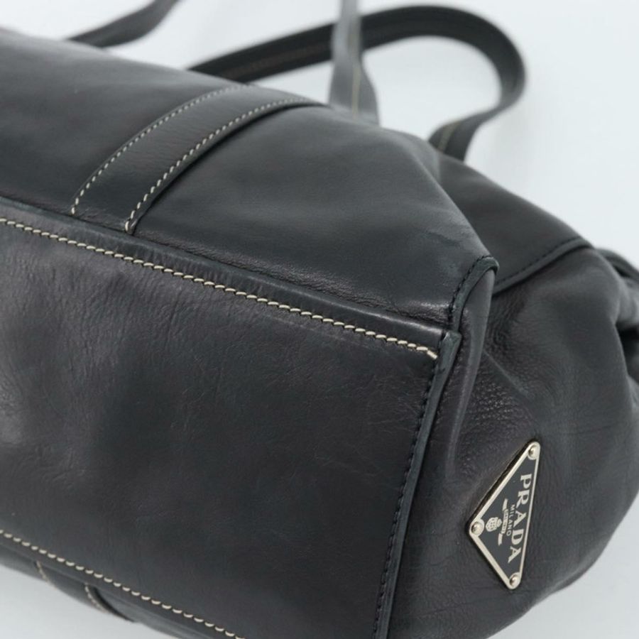 【日本直送】PRADA 托特包 皮革 黑色 銀色 正品 187659V-15