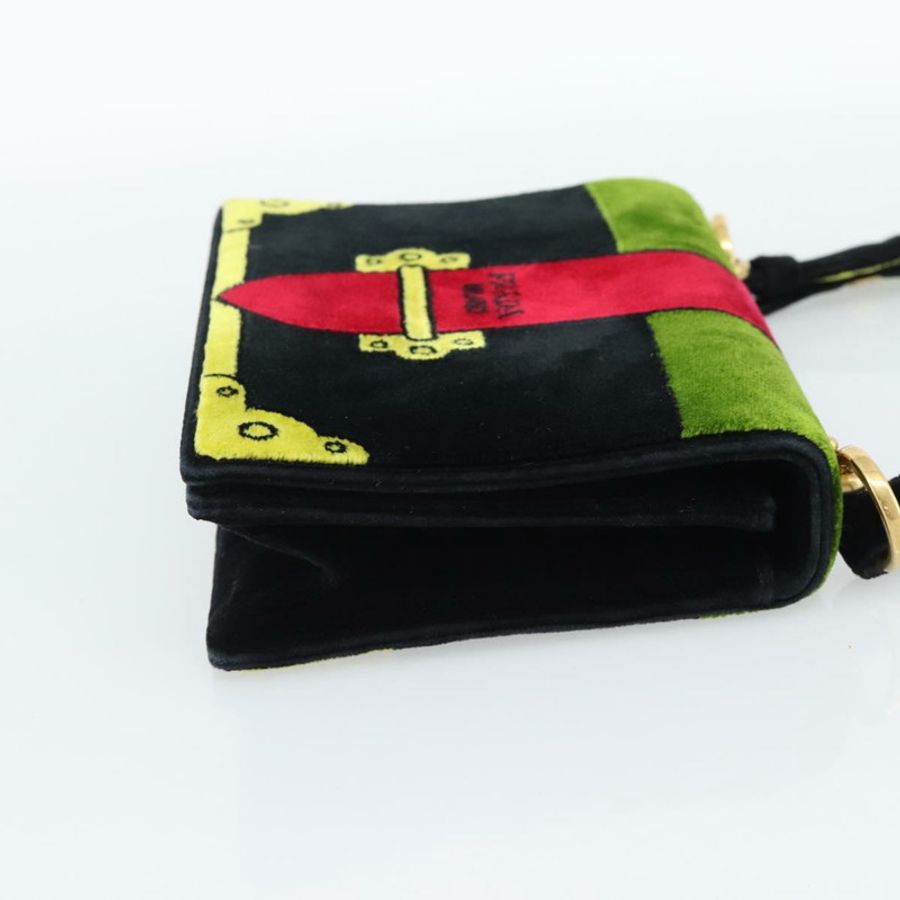 【日本直送】PRADA 黑色金色絲絨單肩包,正品編號 187500V-3