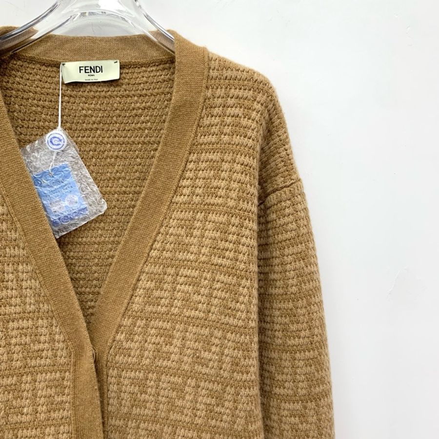 Fendi 23款 棕色双F针织开衫 M码-2