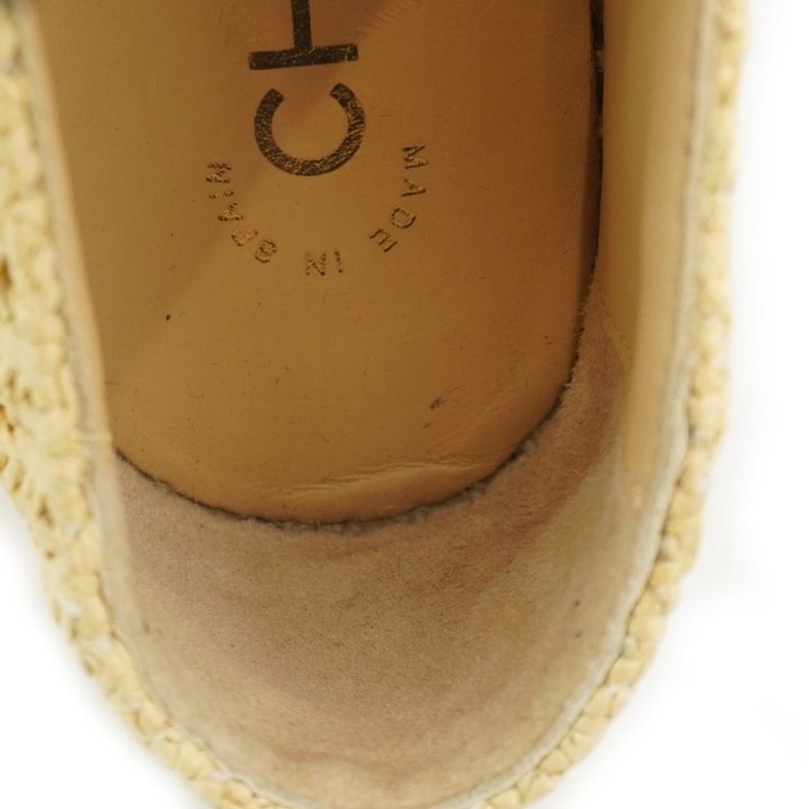 Chanel 展示品 Espadrilles 大雙C logo平底草編鞋#39(米色)-6