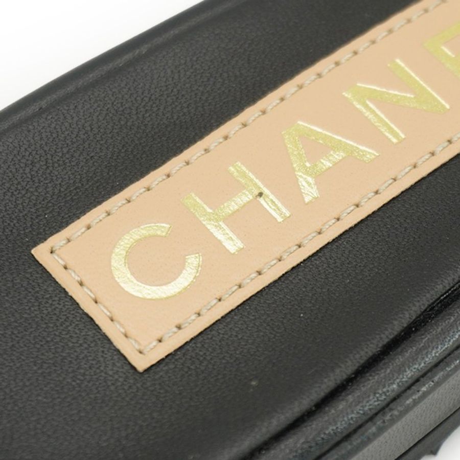 Chanel 展示品 珍珠點綴造型平底拖鞋#35(黑)-7