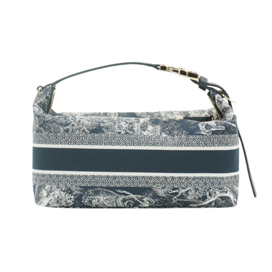 Dior Travel Nomad 緹花帆布老虎印花圖藤中型手拿包(藍)-2
