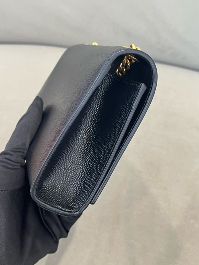 聖羅蘭/YSL 黑金Kate顆粒牛皮手拿包/單肩包 斜挎包-2