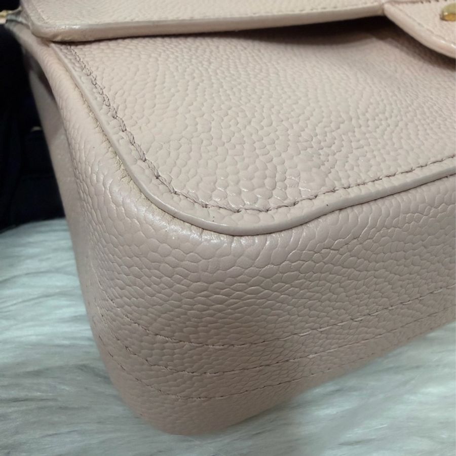 CHANEL A01112 粉膚色荔枝皮金鍊CF25 COCO 肩背包 斜背包 CF-5