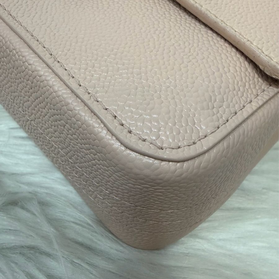 CHANEL A01112 粉膚色荔枝皮金鍊CF25 COCO 肩背包 斜背包 CF-8