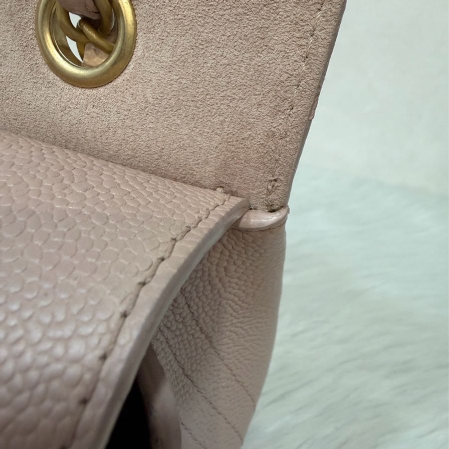 CHANEL A01112 粉膚色荔枝皮金鍊CF25 COCO 肩背包 斜背包 CF-38