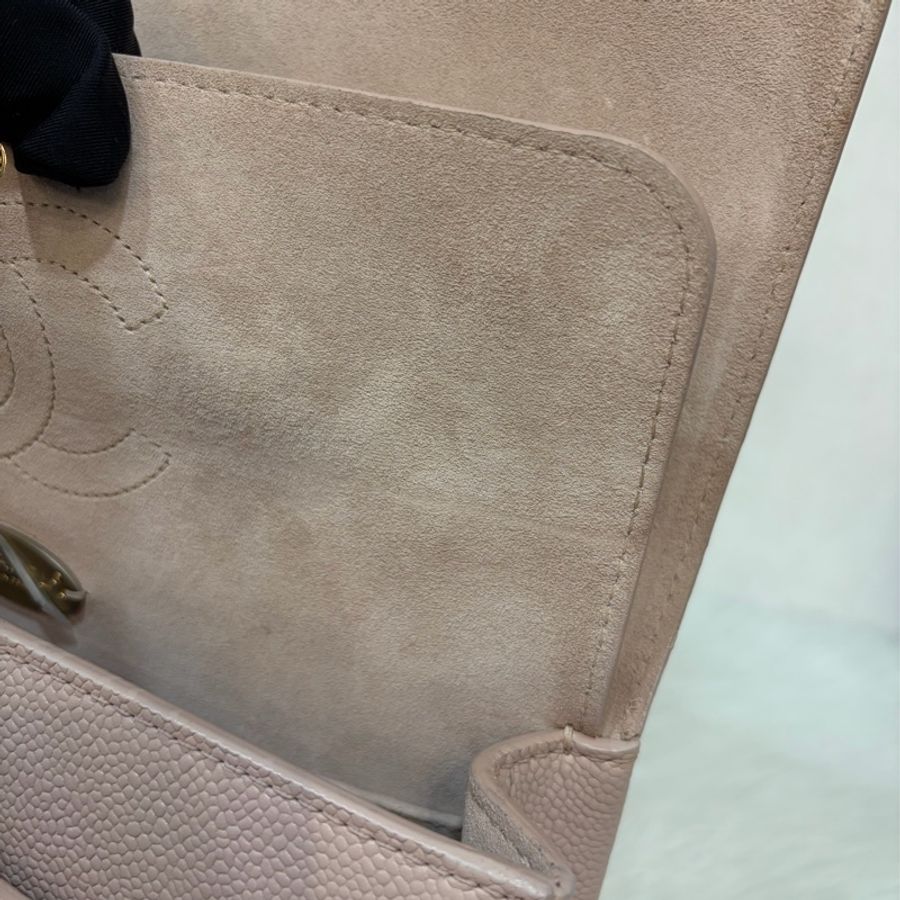 CHANEL A01112 粉膚色荔枝皮金鍊CF25 COCO 肩背包 斜背包 CF-40