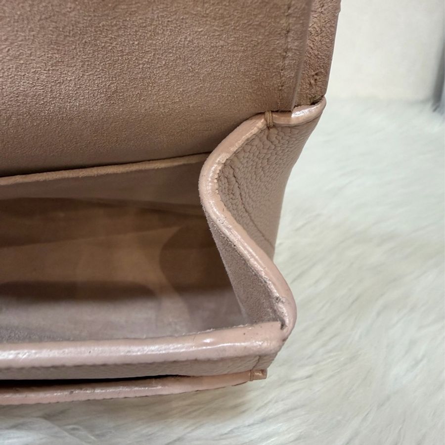 CHANEL A01112 粉膚色荔枝皮金鍊CF25 COCO 肩背包 斜背包 CF-45