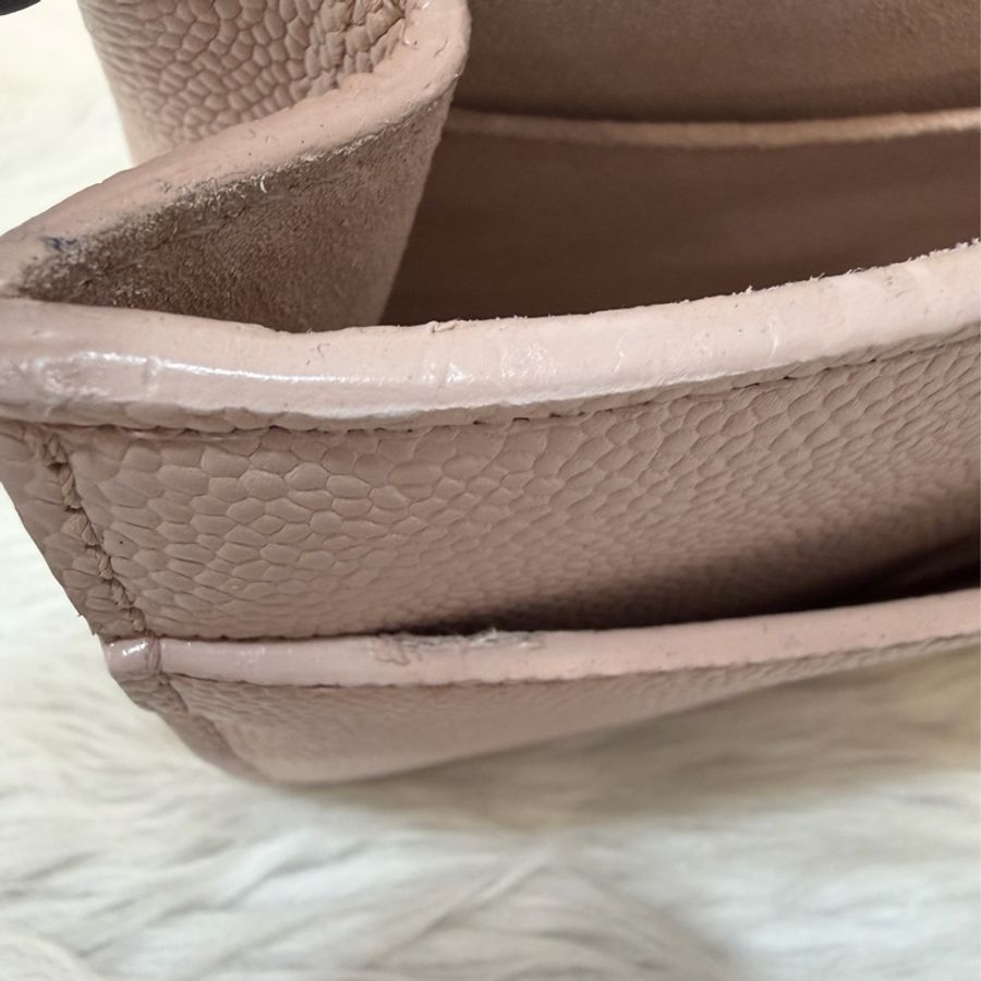 CHANEL A01112 粉膚色荔枝皮金鍊CF25 COCO 肩背包 斜背包 CF-50