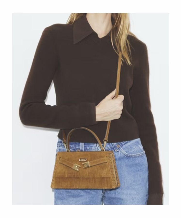 Tory Burch 女士 迷你 LEE RADZIWILL 麂皮流蘇單肩包均碼碼24cm*6cm*13cm-4