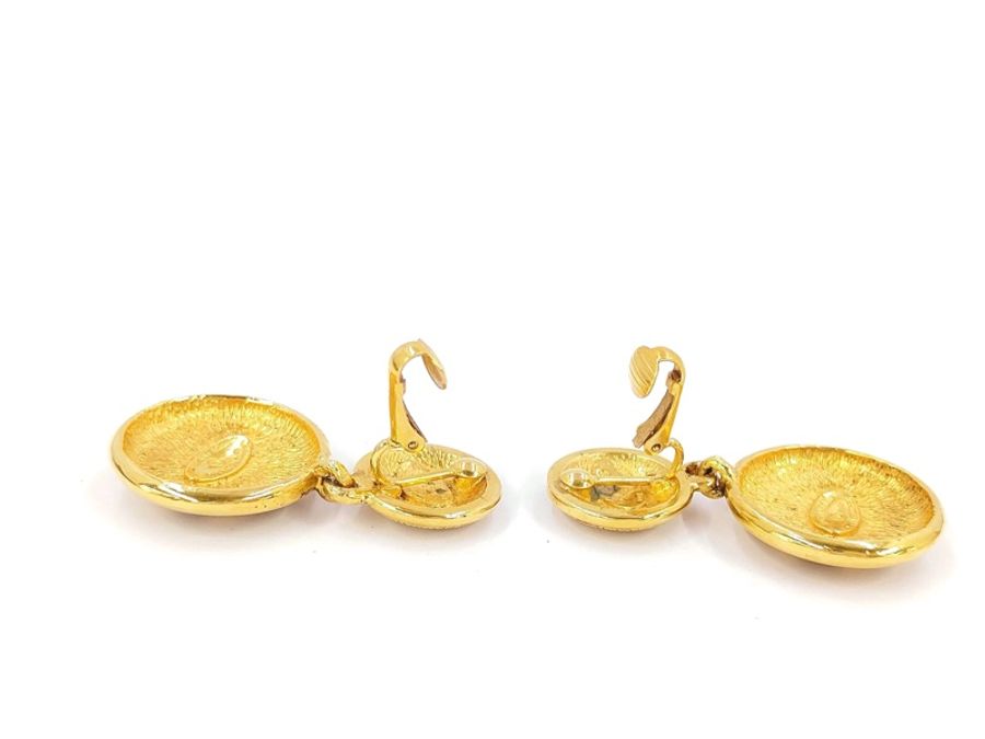 Chanel香奈兒 Vintage1980年代✨金色金屬雙C logo垂墜金幣✨復古夾式耳環 古董耳夾-8
