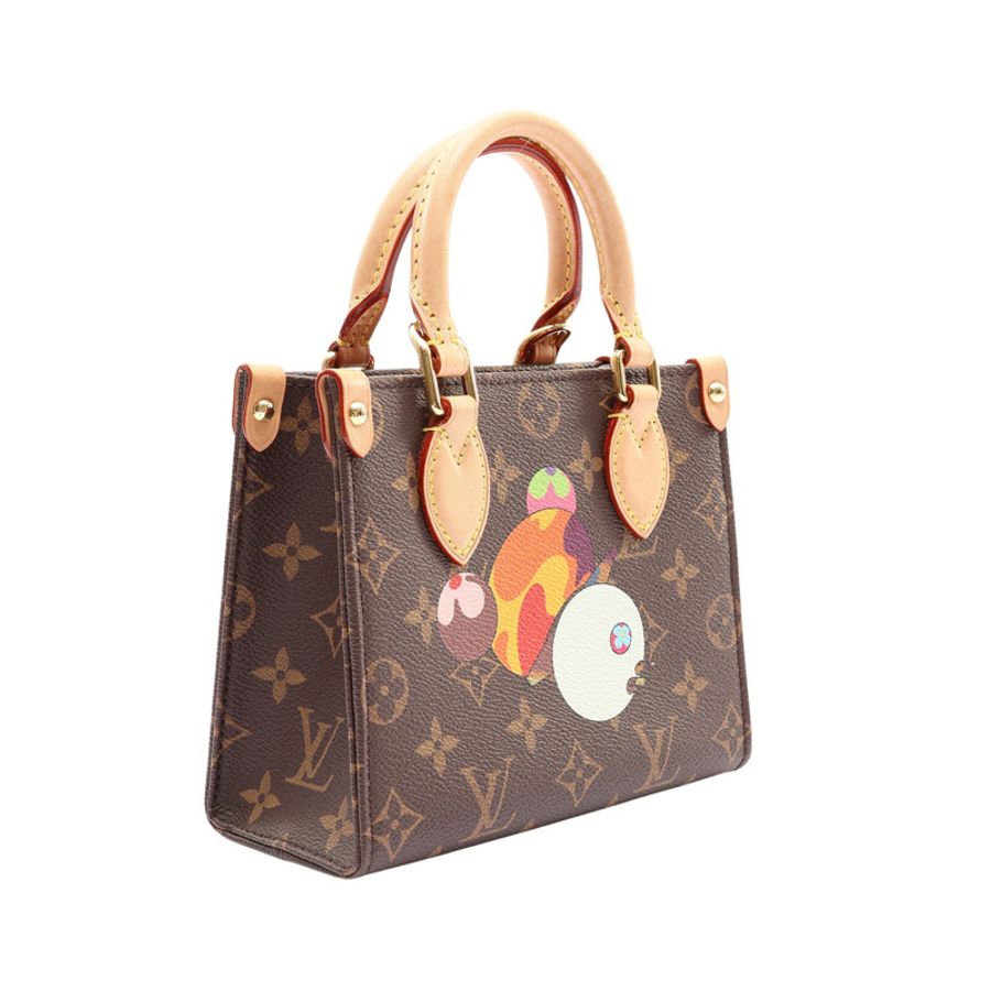 棕色 原花帆布 村上隆 棕色 原花 帆布 LV x TM OnTheGo BB 兩用包LV x TM OnTheGo BB 兩用包【LOUIS VUITTON LV 路易威登】 M13668-1