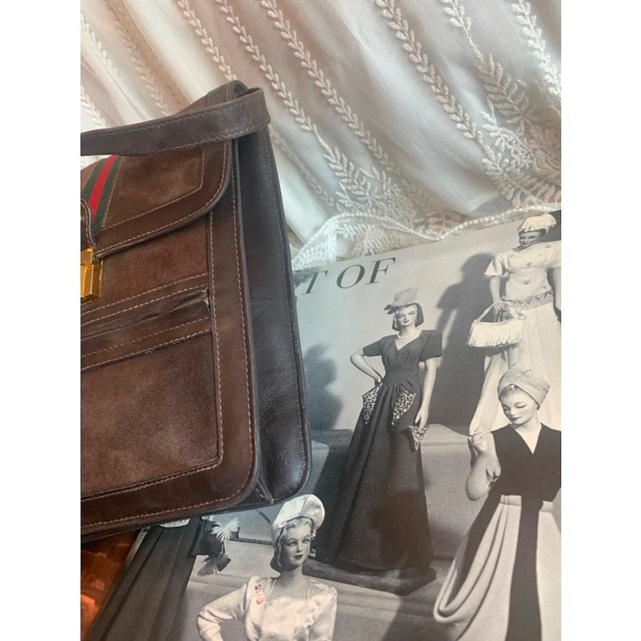 古馳 Gucci vintage 古董 絕版 中古 紅綠線 斜背包 側背包 郵差包Old Gucci Sherry Line vintage bag messenger bag crossbody bag 日字袋 中古包-7