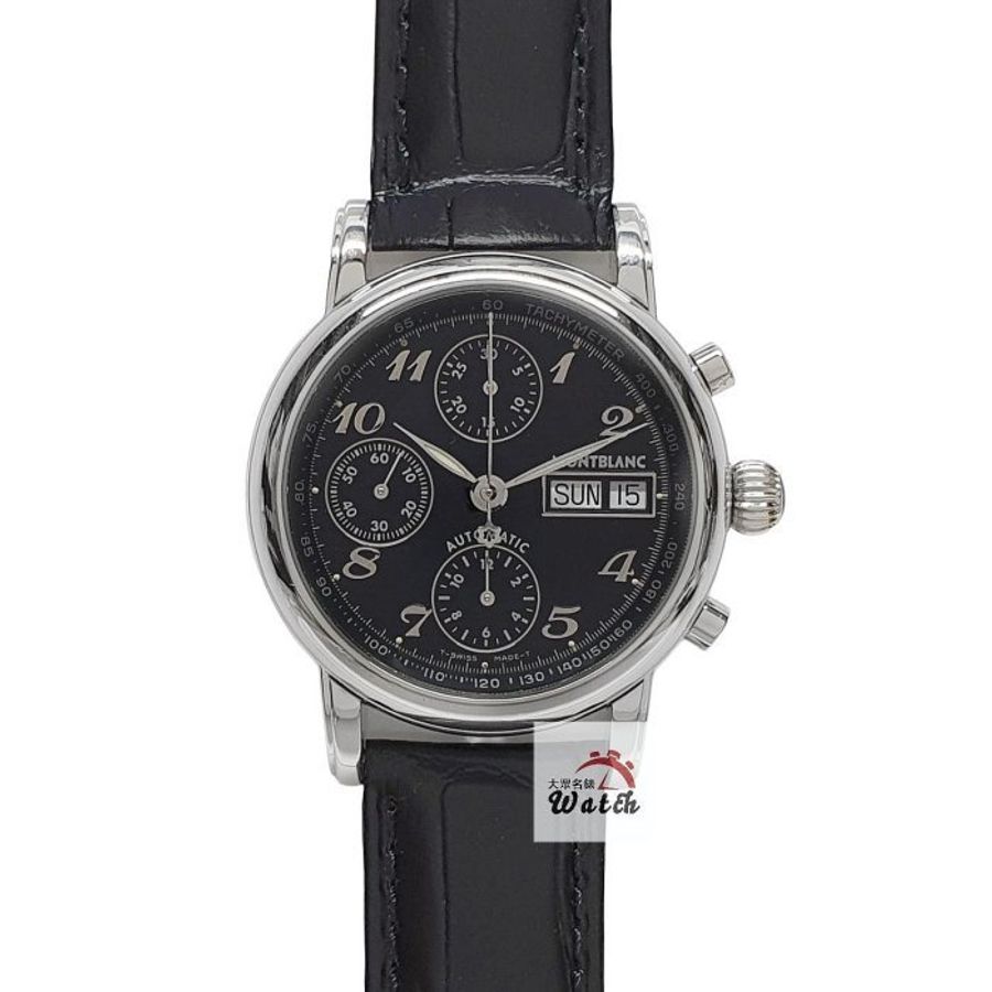 【大眾名錶】Montblanc萬寶龍 Star星辰系列 8451 黑色數字面盤 三眼計時 星期顯示 大眾名錶G334-0