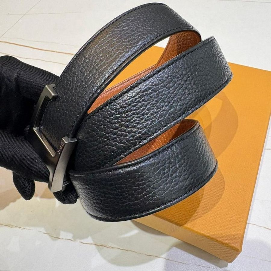 TOD'S Timeless 仿舊T釦牛皮腰帶(棕色x黑色) 90CM-3