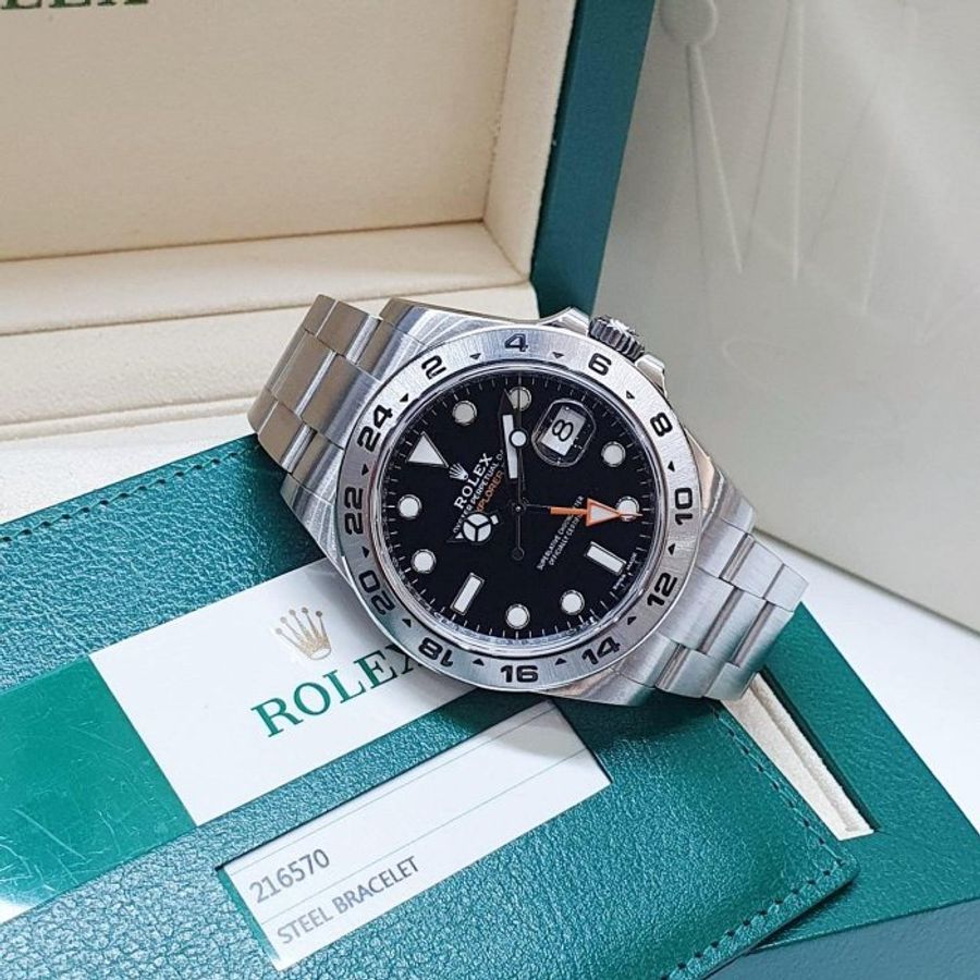 【大眾名錶】ROLEX 勞力士216570 Explorer ll 2019/03卡 探險家二號 黑面橘針 大眾名錶B1396-2