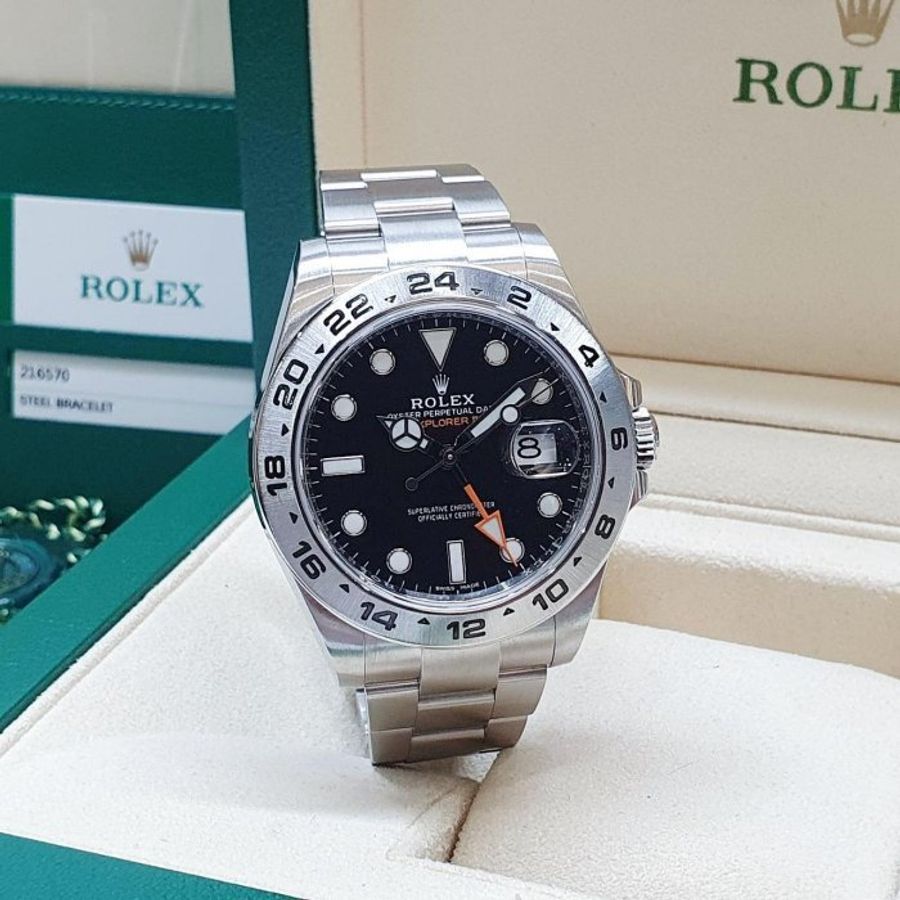 【大眾名錶】ROLEX 勞力士216570 Explorer ll 2019/03卡 探險家二號 黑面橘針 大眾名錶B1396-3