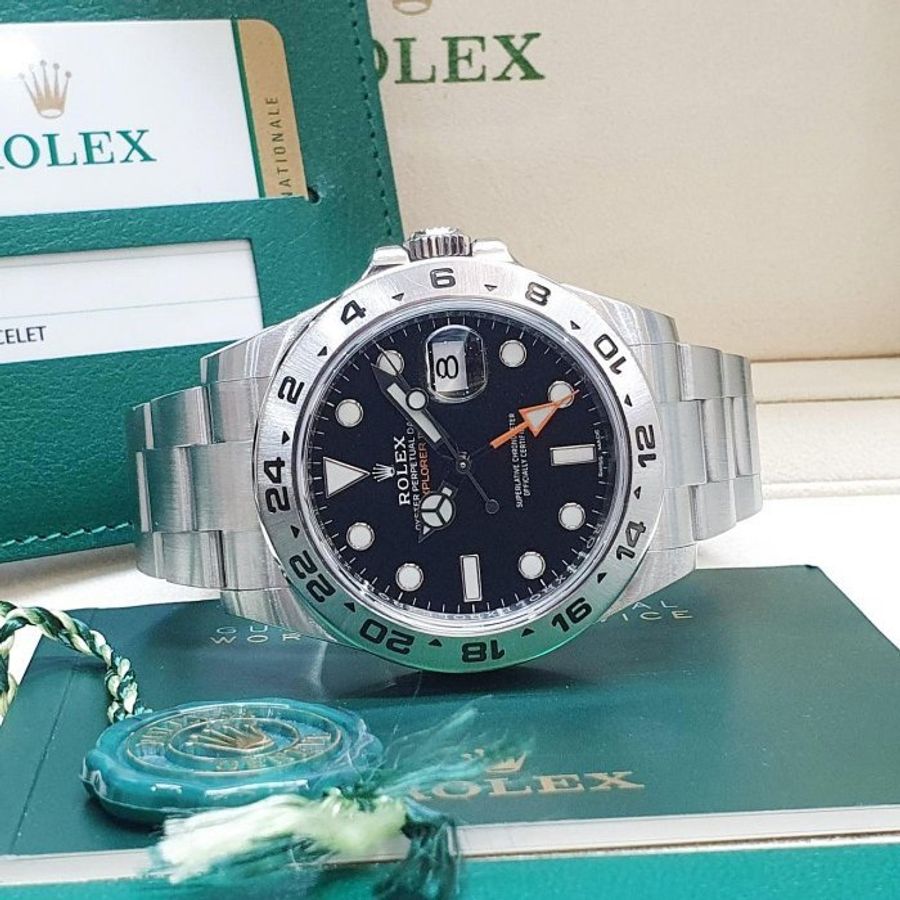 【大眾名錶】ROLEX 勞力士216570 Explorer ll 2019/03卡 探險家二號 黑面橘針 大眾名錶B1396-4