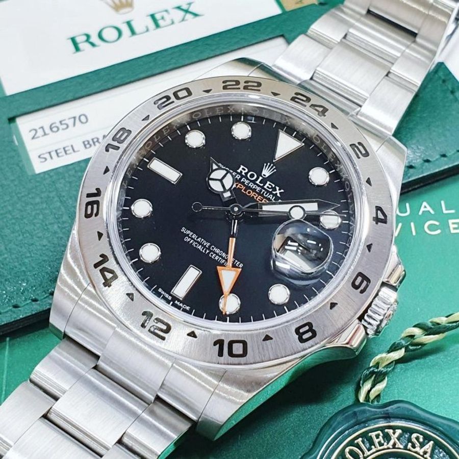 【大眾名錶】ROLEX 勞力士216570 Explorer ll 2019/03卡 探險家二號 黑面橘針 大眾名錶B1396-5