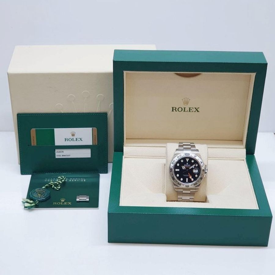 【大眾名錶】ROLEX 勞力士216570 Explorer ll 2019/03卡 探險家二號 黑面橘針 大眾名錶B1396-9