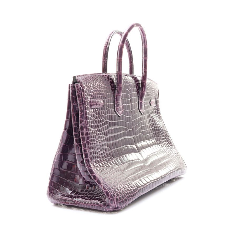 紫水晶亮面 鱷魚皮 Birkin 35 鉑金包 手提包 □N刻 銀釦【HERMES 愛馬仕】-1