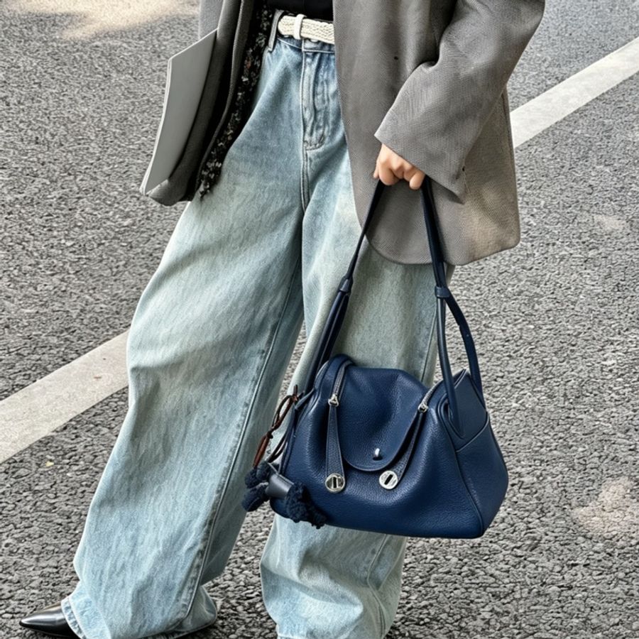 HERMES愛馬仕Lindy26午夜藍銀扣TC皮質🐎🐎-1
