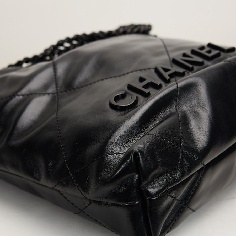 二手Chanel 22bag mini so black 芯片款-4