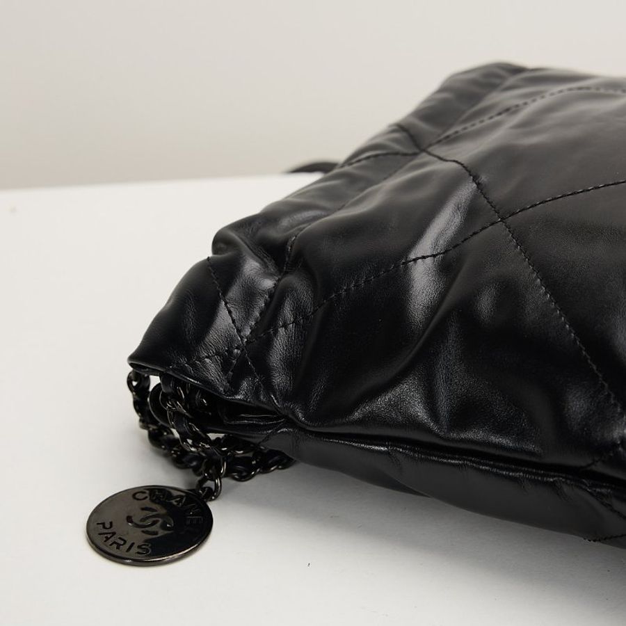 二手Chanel 22bag mini so black 芯片款-10