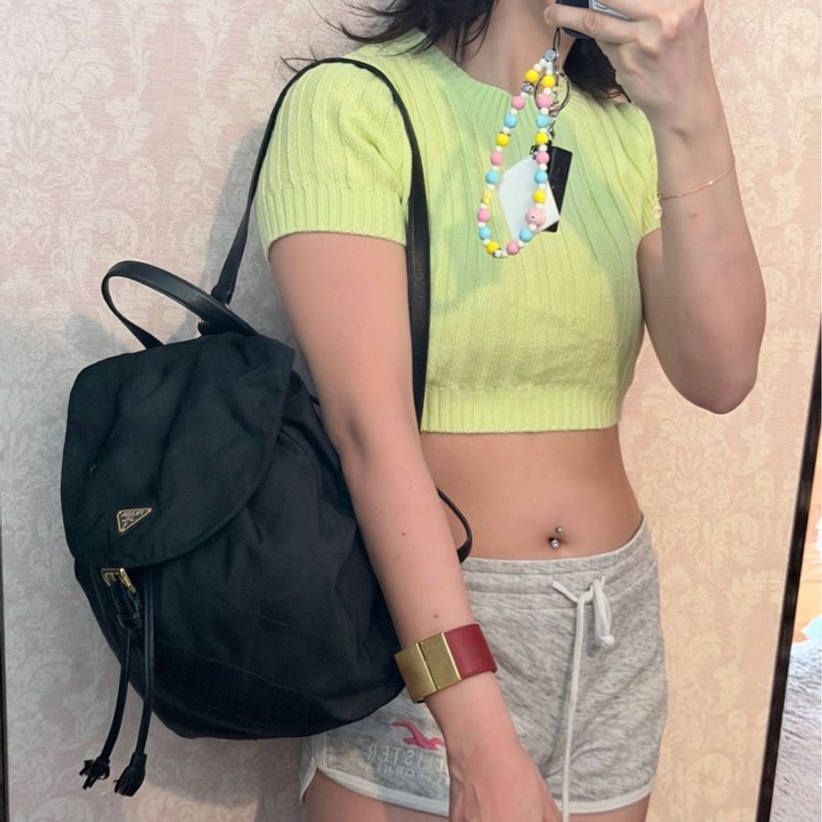 普拉達 PRADA 經典 黑色 尼龍 菱格紋後背包 背囊 背包 backpack bag rucksack-1