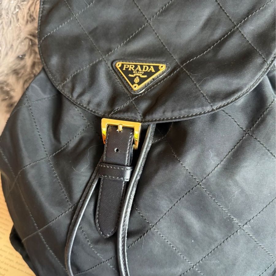 普拉達 PRADA 經典 黑色 尼龍 菱格紋後背包 背囊 背包 backpack bag rucksack-2