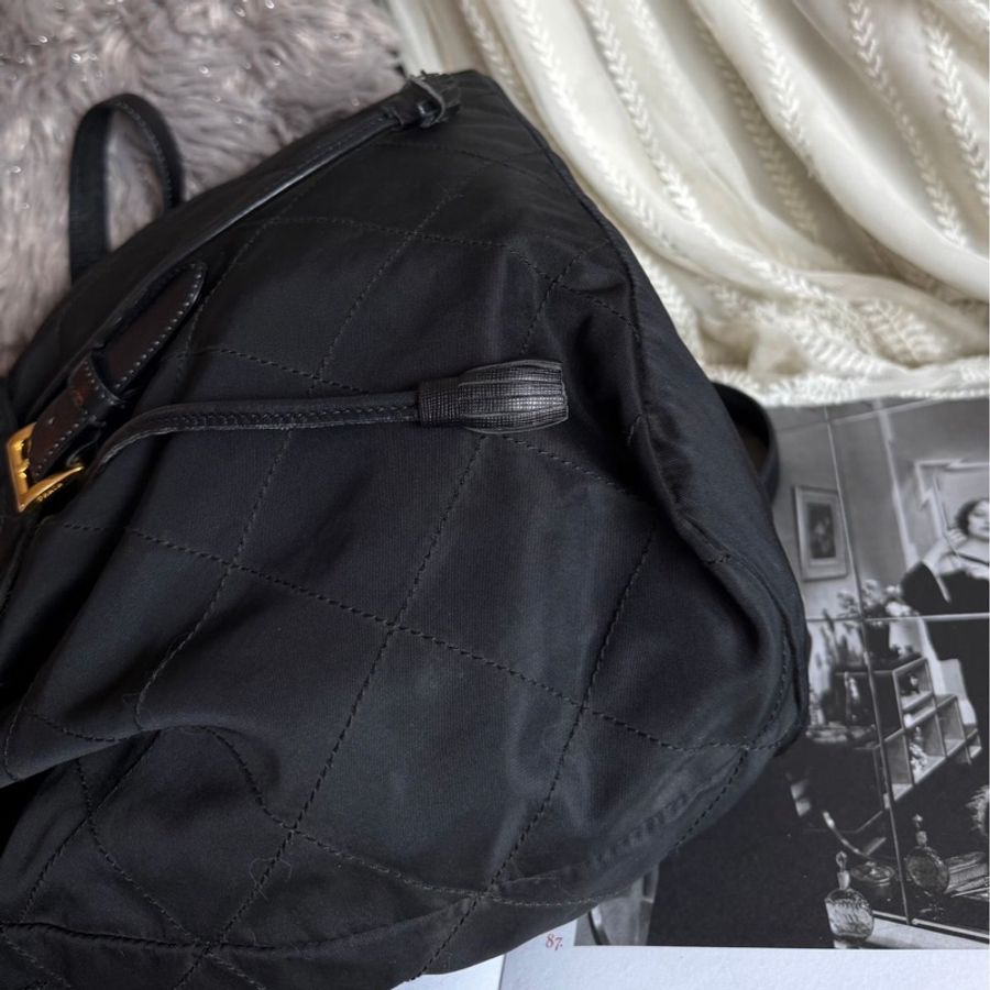 普拉達 PRADA 經典 黑色 尼龍 菱格紋後背包 背囊 背包 backpack bag rucksack-3
