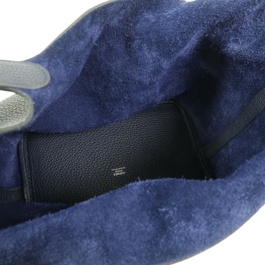 HERMES Clemence皮革Picotin MM手挽袋Bleu Nuit-4