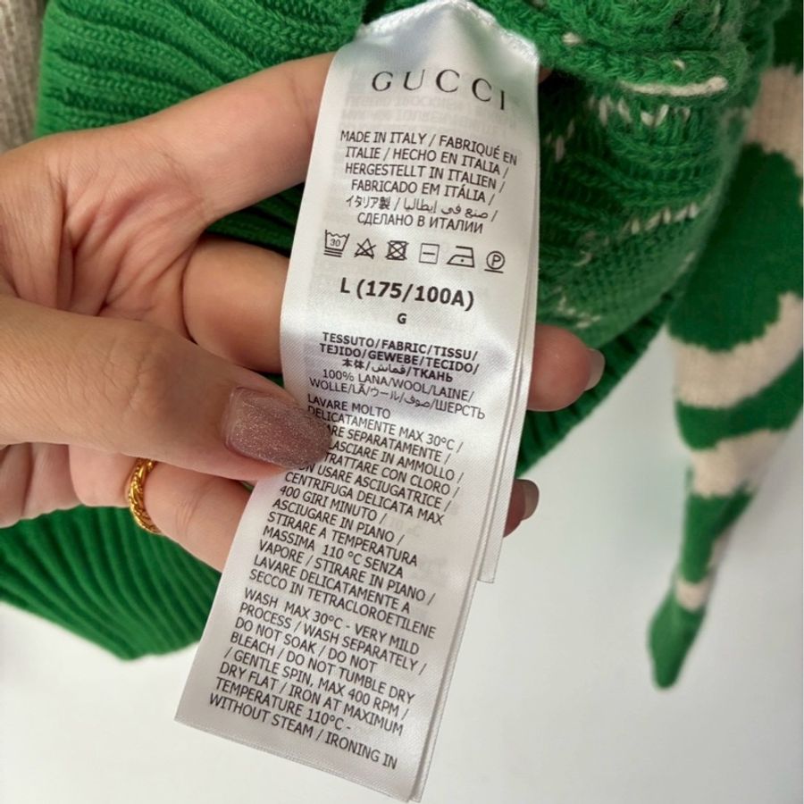 Gucci 綠色白滿版字母毛衣❤️🔥-7