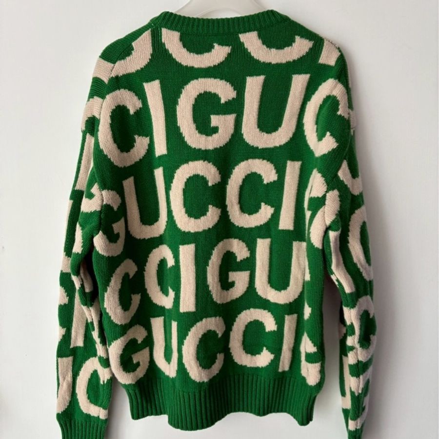 Gucci 綠色白滿版字母毛衣❤️🔥-8