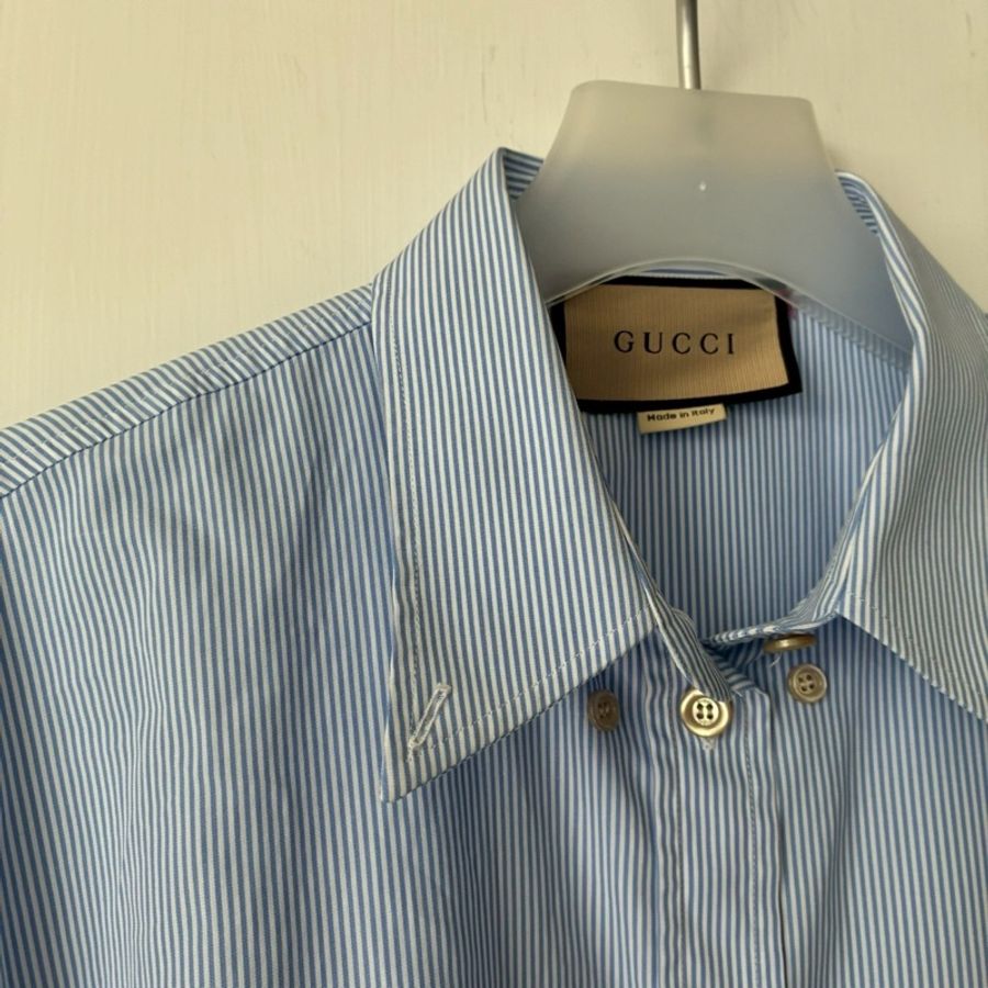 Gucci 藍色/紅船錨logo襯衫42號-18