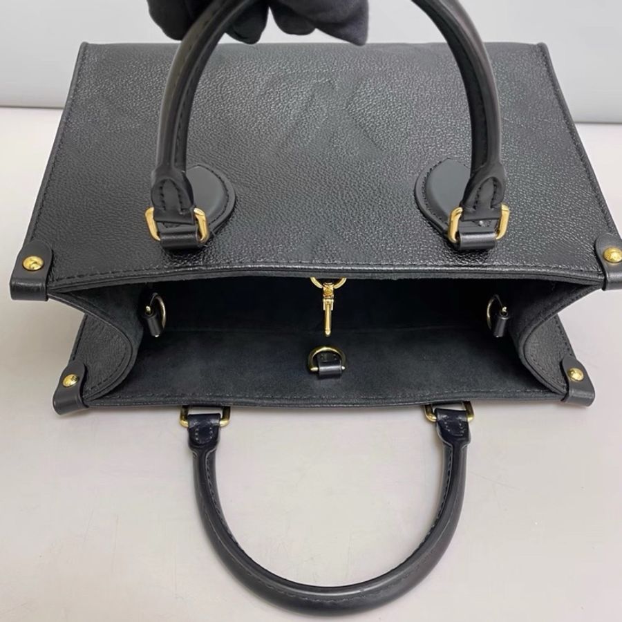 Louis Vuitton路易威登Onthego小號黑色全皮壓紋tote芯片款👩🏻⚖️-17